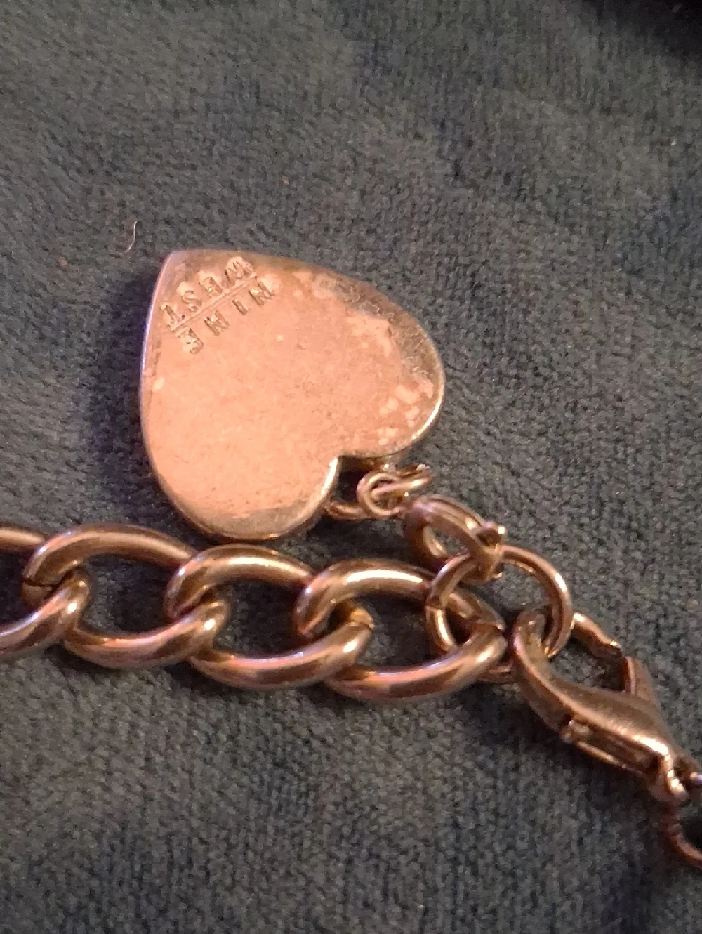 Silver Charm Bracelet with Hearts, Cross, Bible & Flag Charm Sz 8